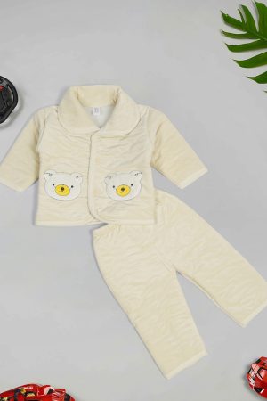 Infant Yellow Bear Printed Winter Night suit