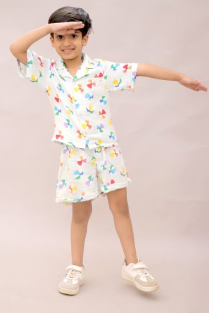 Boys Multicolour Balls Print Shorts Set