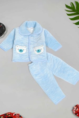 Infant Baby Blue Bear Printed Winter Night suit