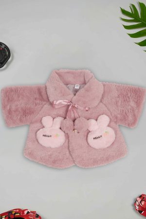 Girls Deep Taupe Rabbit Fur Jacket