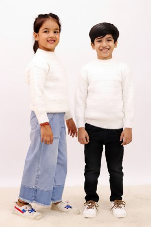 Multi Color Strips White Sweater