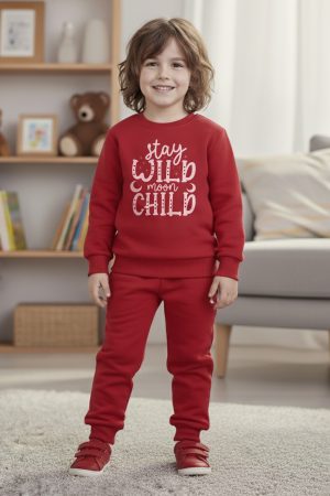 Red Printed Sweatshirt with Jogger